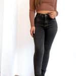 Jeans premium grafito costura cobre