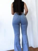 Jeans Paradise flare celeste abotonado bolsillos - Imagen 4
