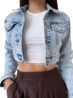 Chaqueta mezclilla crop - Imagen 2