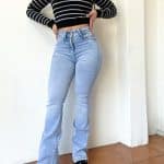Jeans Paradise flare celeste cierre