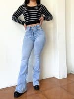 Jeans Paradise flare celeste cierre