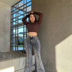 Jeans Paradise flare gris gravillado