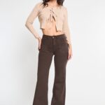 Jeans Paradise wide leg café bolsillos