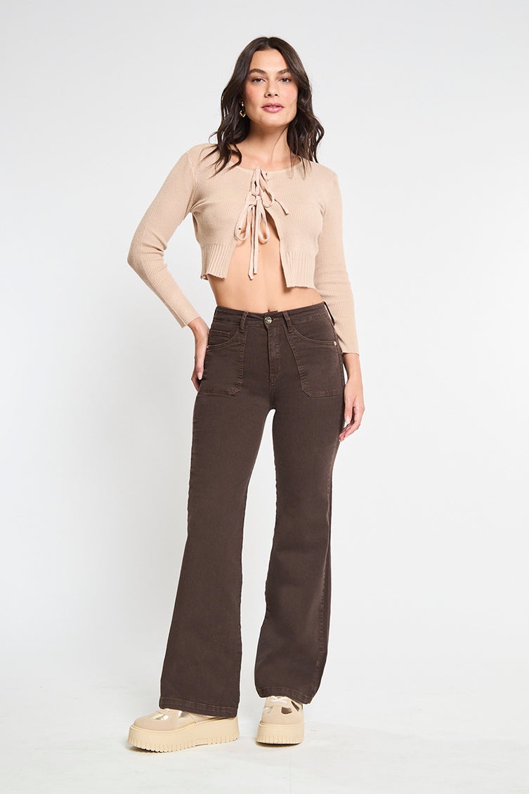 img_8989 Jeans Paradise wide leg café bolsillos - Imagen 1