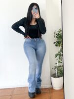 Jeans Paradise flare celeste liso