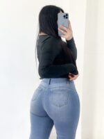 Jeans Paradise flare celeste liso - Imagen 2