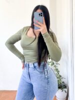 Jeans Paradise flare celeste tachas - Imagen 4