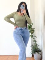 Jeans Paradise flare celeste tachas - Imagen 2